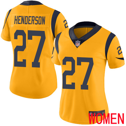 Los Angeles Rams Limited Gold Women Darrell Henderson Jersey NFL Football #27 Rush Vapor Untouchable->women nfl jersey->Women Jersey